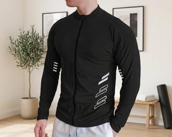 Men's Raglan Sleeve Workout Shirt | Zip Front Sports Top | Fitted Gym Compression Activewear Shirt