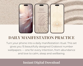 15 Grabovoi Manifestation Lock Screens | Phone Wallpaper (Digital Download)