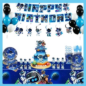 Cute R0b0t Birthday Party Supplies,Sp*ce Themed Decorations,Banner,Plates,Cups Tablecloth Balloons Cake Topper,Kids Boys Game Birthday Decor