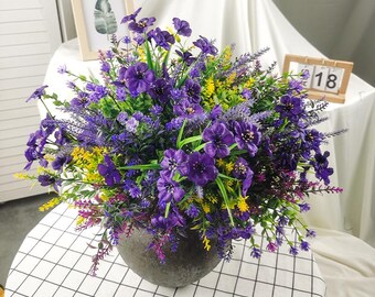 Vild lila lavendel violett blomboll, kaskadformade konstgjorda blomsterarrangemang, boho bröllopsbordsdekorationer för heminredning i fönster