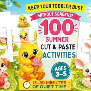 100 Sommer Puzzles zum Ausschneiden und Einfügen für Kinder im Alter von 3-5 | Arbeitsbuch für Vorschulscherenfertigkeiten | Feinmotorik Lernbuch PDF