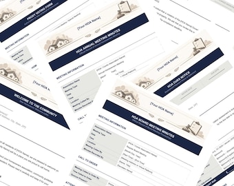 Paquete completo de documentos para la asociación de propietarios / 13 plantillas de Word editables / Descarga instantánea / Formularios para la junta directiva de la asociación de propietarios / Profesional
