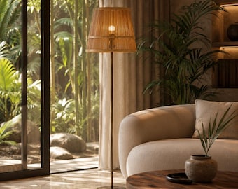 Lampada da terra in bambù Bamboo Lantern™ | Lampada da terra realizzata a mano | Illuminazione moderna e naturale
