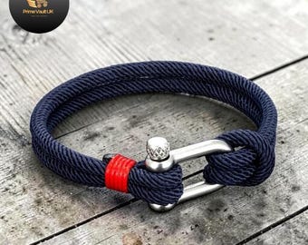 Nautical Double Strand Rope Bracelet, Shackle Style, Unisex Cord Wristband