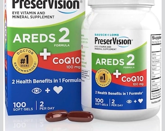 PreserVision AREDS 2 + CoQ10 Eye Vitamin and Mineral Supplement 100ct Mini Softgels/50 Day Supply  #1 Doctor Recommended Brand Exp.12/2029