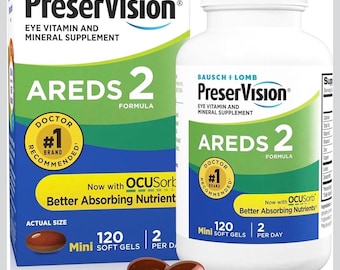 Bausch + Lomb PreserVision AREDS 2 Formula Big 120 minicápsulas blandas = suministro para 60 días. Marca n.° 1 recomendada por médicos. Caducidad: 11/2027.