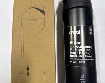 OWALA FreeSip Stainless Steel Insulation Water Bottle 24-Fl.Oz. “Midnight Black”