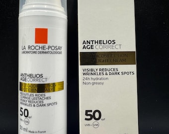 La Roche-Posay Anthelios Age Correct, Photocorrection Daily Light Cream. Visibly Reduces Wrinkles & Dark Spots 24Hr hydration 50ml Exp.04/29
