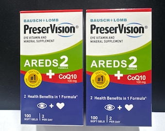 2x PreserVision AREDS 2 + CoQ10 Eye Vitamin and Mineral Supplement 100ct Mini Softgels/50 Day Supply  #1 Doctor Recommended Brand Exp.12/29
