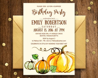 fall birthday invite etsy