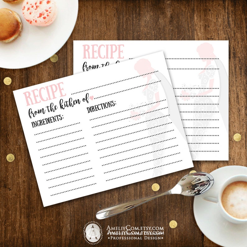 Recipes for Bride Printable Recipe Card Bridal Shower | Etsy