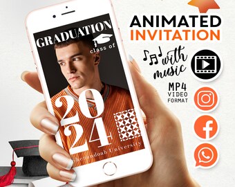 Graduation Announcement Invitation Animated Video, Graduation Party Invite, High School Graduation Invitation, College Graduation Invitation