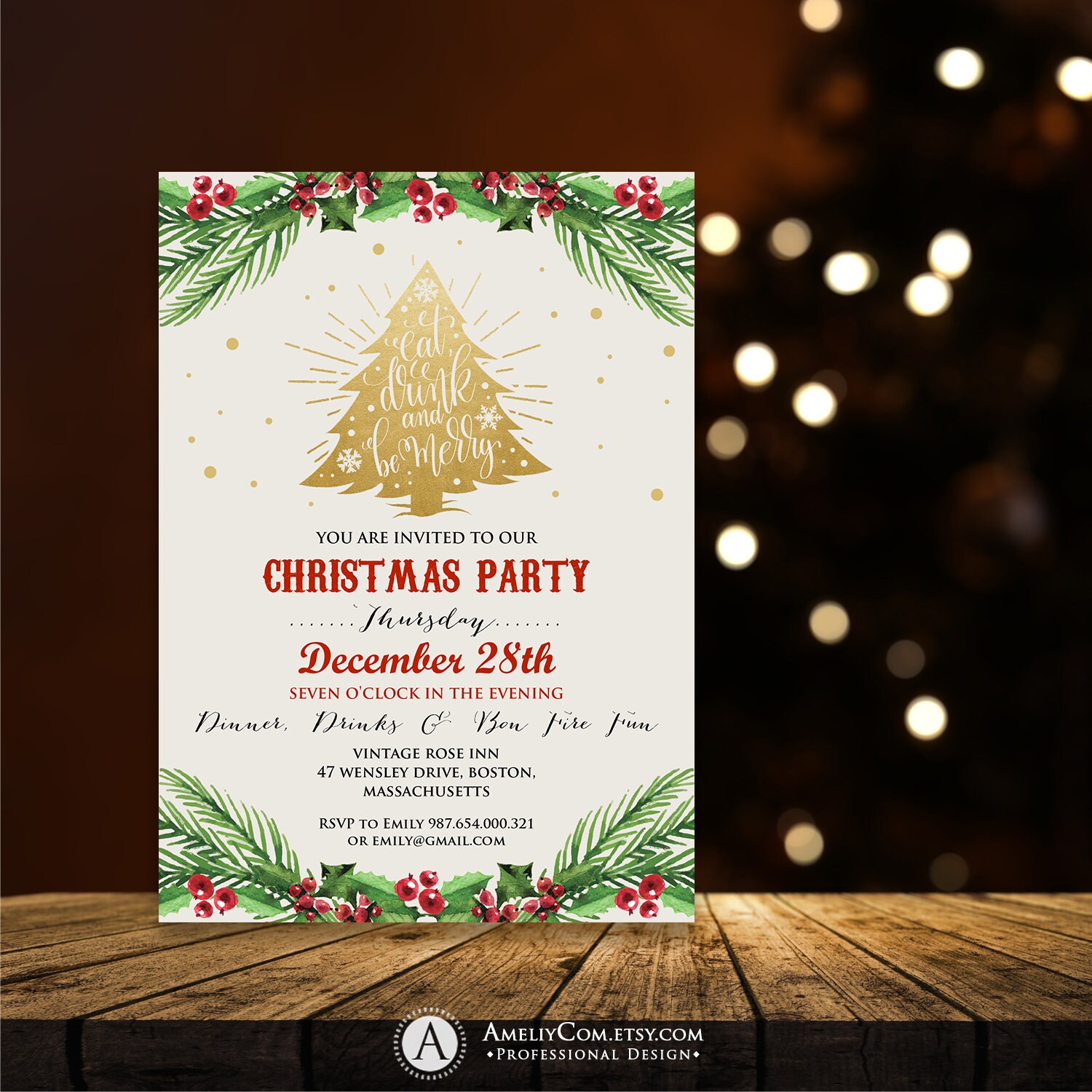 Christmas Invitation Instant Download Printable Winter Holiday | Etsy