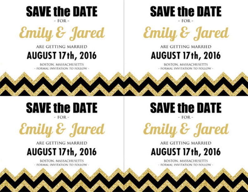 Printable Save the Date Gold /& Black Chevron Girly Glam Weddings Save the Date Postcard Template INSTANT DOWNLOAD Editable for print at home