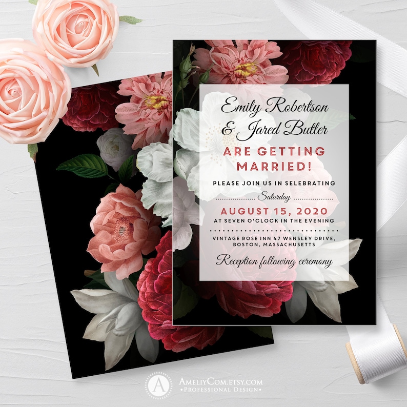 Black Floral Marriage Invitation Printable, Blush Burgundy Roses Invite, Rustic Botanical Wedding ceremony Invites Template Obtain Do it yourself Invitations image about Etsy Wedding Invitations Printable referred to as Black Floral Wedding day Invitation Printable, Blush Burgundy Roses Invite, Rustic Botanical Wedding day Invites Template Obtain Do-it-yourself Invitations