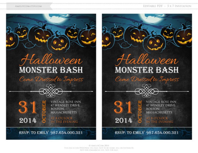 Printable Halloween Invite Halloween Party Invitation Flyer Etsy