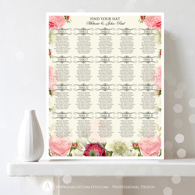 Wedding Seating Chart 20 Tables