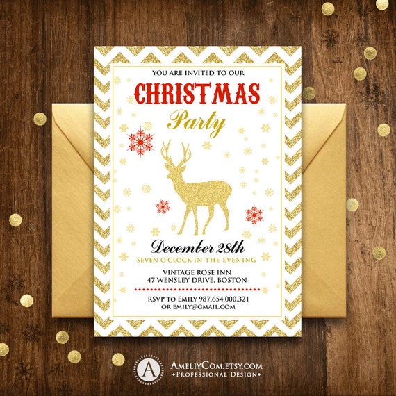 Items similar to Printable Christmas Invitation Holiday party ...