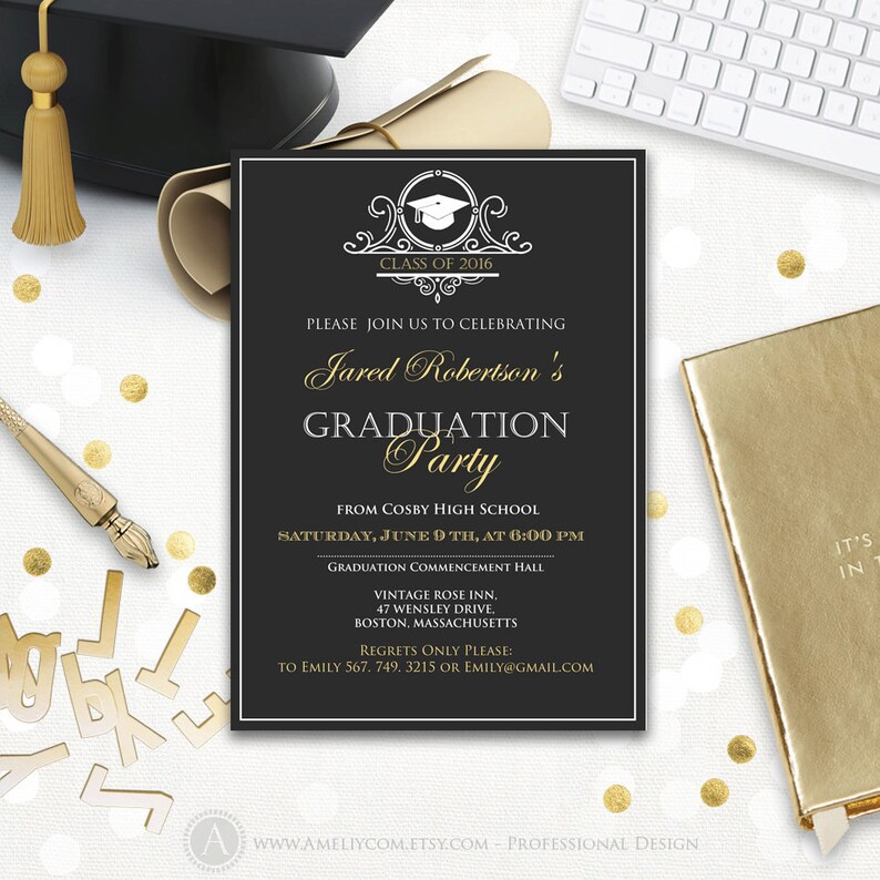 Graduation Party Invitation Printable Boy College Graduation Etsy