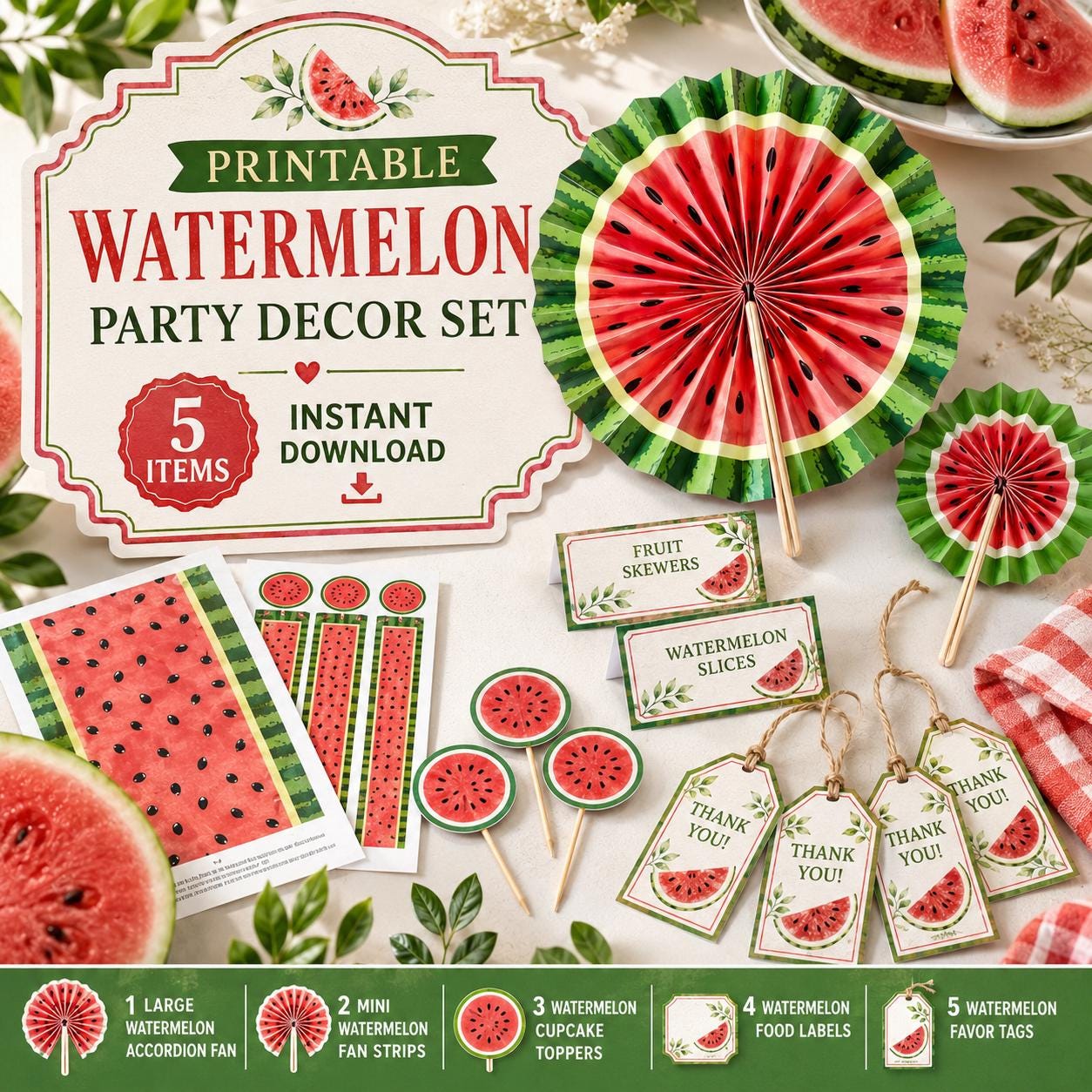 33 Awesome Food Crafts for Kids To Keep Them Entertained 13 Watermelon party decor set printable, summer fruit garland,…