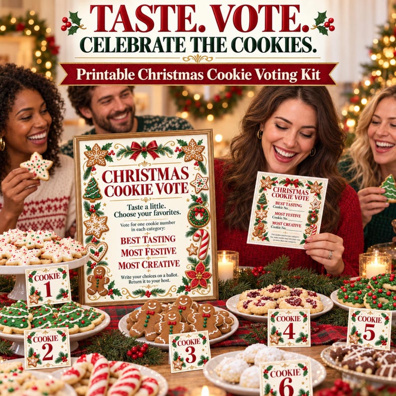 Christmas Cookie Exchange Voting Ballots, Cookie Contest Printable Kit ...