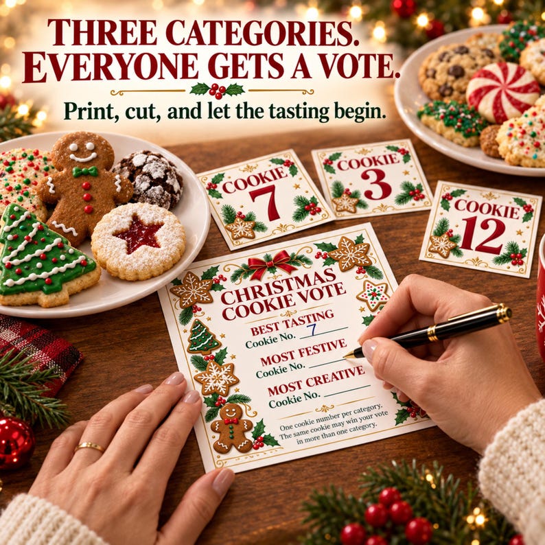 Christmas Cookie Exchange Voting Ballots, Cookie Contest Printable Kit ...