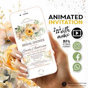 Bridal Shower Animated Video Invitation for Summer Wedding Bliss Wildflower Bridal Brunch Invitations. Bridal Shower Invite Digital image 6