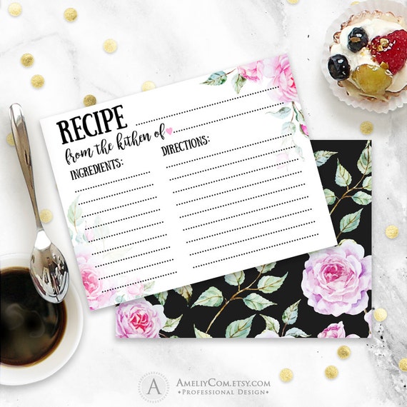Printable Bridal Shower Recipe Cards Template INSTANT DOWNLOAD | Etsy