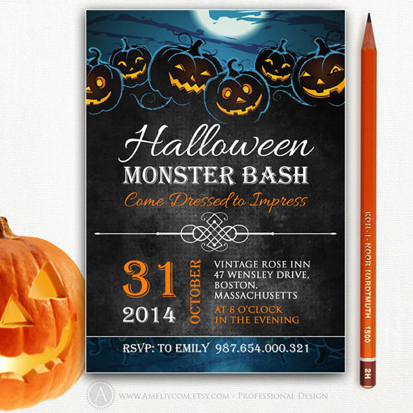 Printable Halloween Invite Halloween Party Invitation Flyer Etsy