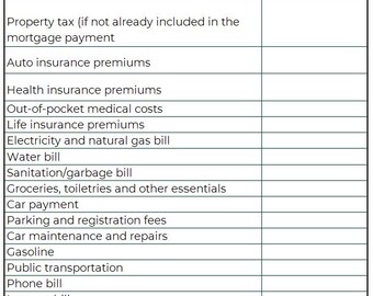Budget Template(College Student, Parents)
