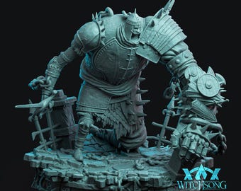 Undead Giant Miniature, Dark Fantasy Juggernaut Resin Figure, Tabletop RPG DnD