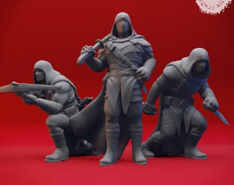Set of 3 Bandit Miniatures, Rogue Enemies for DnD Tabletop RPG