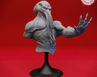 Mind Flayer Bust Miniature | D&D Tabletop RPG Decor | Unpainted Resin