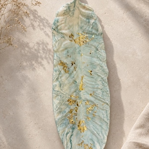 Feather Ornament, Jesmonite Marble & Gold Leaf, Sculptural Shelf Decor