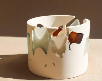 Pot décoratif en verre de mer, articles de décoration artisanaux écossais