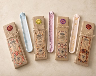Porte-encens et assortiment d'encens, marbre jesmonite, rituel de méditation, choisissez votre parfum et votre couleur