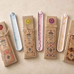 Incense Holder & Incense Bundle, Jesmonite Marble, Meditation Ritual, Choose Your Colour Scent