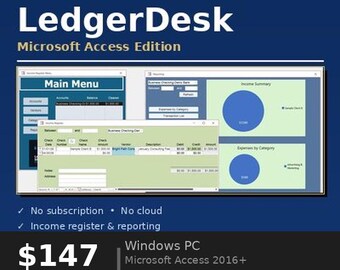 Microsoft Access Bookkeeping Database for Small Business — LedgerDesk Financial System Template