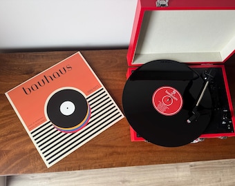 Bauhaus Vinyl Album Art: Minimalist Mid-Century Modern Interior Design