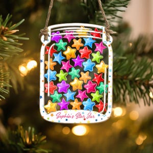 Customized Name Stars Tokens Reward Jar, Star Token Jar, Back To School Gift, Teacher Gift, Gifts for Kid, Educational Gift