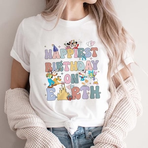 Happiest Birthday On Earth Shirt, Mickey & Friends Birthday Tee, Disney Birthday Trip Shirt, Disneyland Birthday Shirt
