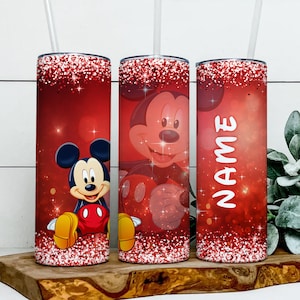 Personalized Name Mickey Mouse 20oz Skinny Tumbler Wrap PNG, Mickey Tumbler PNG, Colorful Mickey Png, Sublimation Instant File Digital