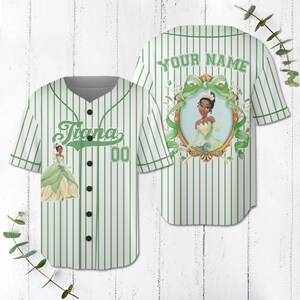 Custom Coquette Bow Princess Tiana Baseball Jersey, Disney Tiana Baseball, Gift for Kids, Disney Baseball Jersey, Baseball Gift
