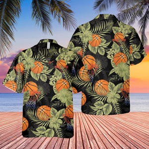 Tropical Basketball Shirt, Basketball Player Gift, Basketball Team Gift, Aloha Holiday Tee, Beach Vacation Shirt, Sport Lover Gift