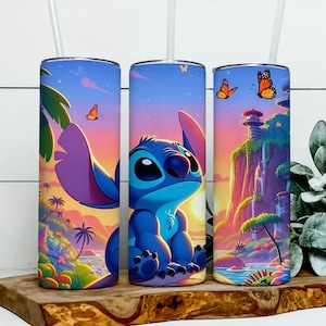 Stitch 3D 20oz Skinny Tumbler Wrap PNG, Lilo And Stitch Tumbler PNG, Ohana Tumbler Png, Sublimation Instant File Digital, Download Digital