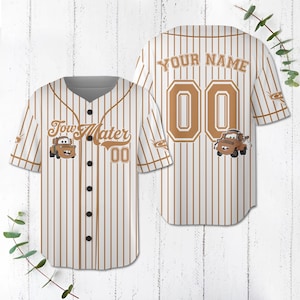 Custom Tow Mater Baseball Jersey, Disney Cars Characters Baseball Jersey, Gift for Kids, Disney Jersey, Gift For Baseball