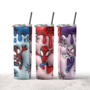 Spidey e seus amigos incríveis 3D 20 onças Skinny Tumbler Wrap PNG, filmes do Homem-Aranha PNG, arquivo instantâneo de sublimação digital, baixar PNG
