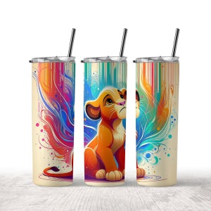 Baby Simba 20oz Skinny Tumbler Wrap PNG, Lion King Tumbler PNG, Colorful Lion King Png, Sublimation Instant File Digital, Download PNG,