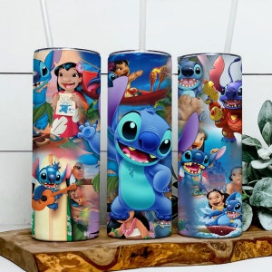 Lilo And Stitch 20oz Skinny Tumbler Wrap PNG, Stitch Tumbler PNG, Ohana Tumbler Png, Sublimation Instant File Digital, Download PNG