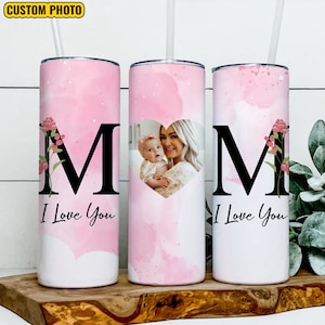 Je t'aime maman 20 oz Skinny Tumbler Wrap PNG, coeur Photo modèle pour sublimation Tumbler PNG, sublimation fichier instantané numérique, téléchargement Png
